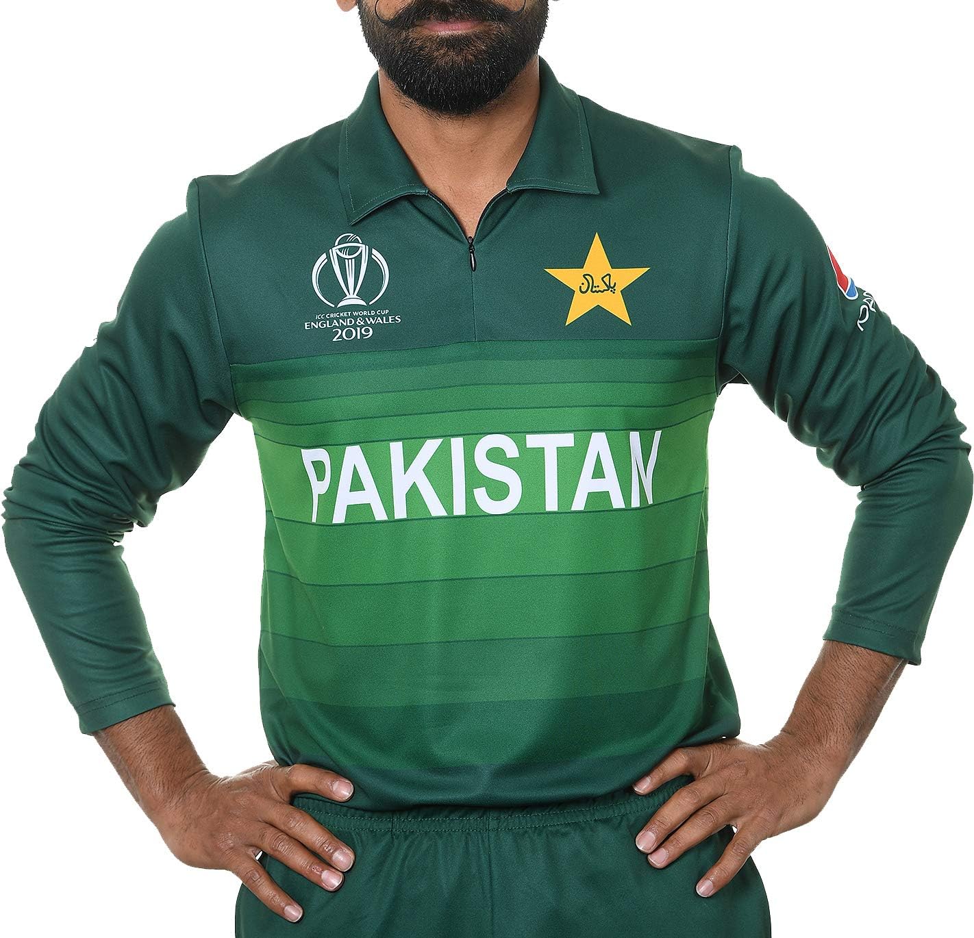 AJ Sports 2019 ICC Official Pakistan ODI Cricket World Cup Jersey Long Sleeve Shirt