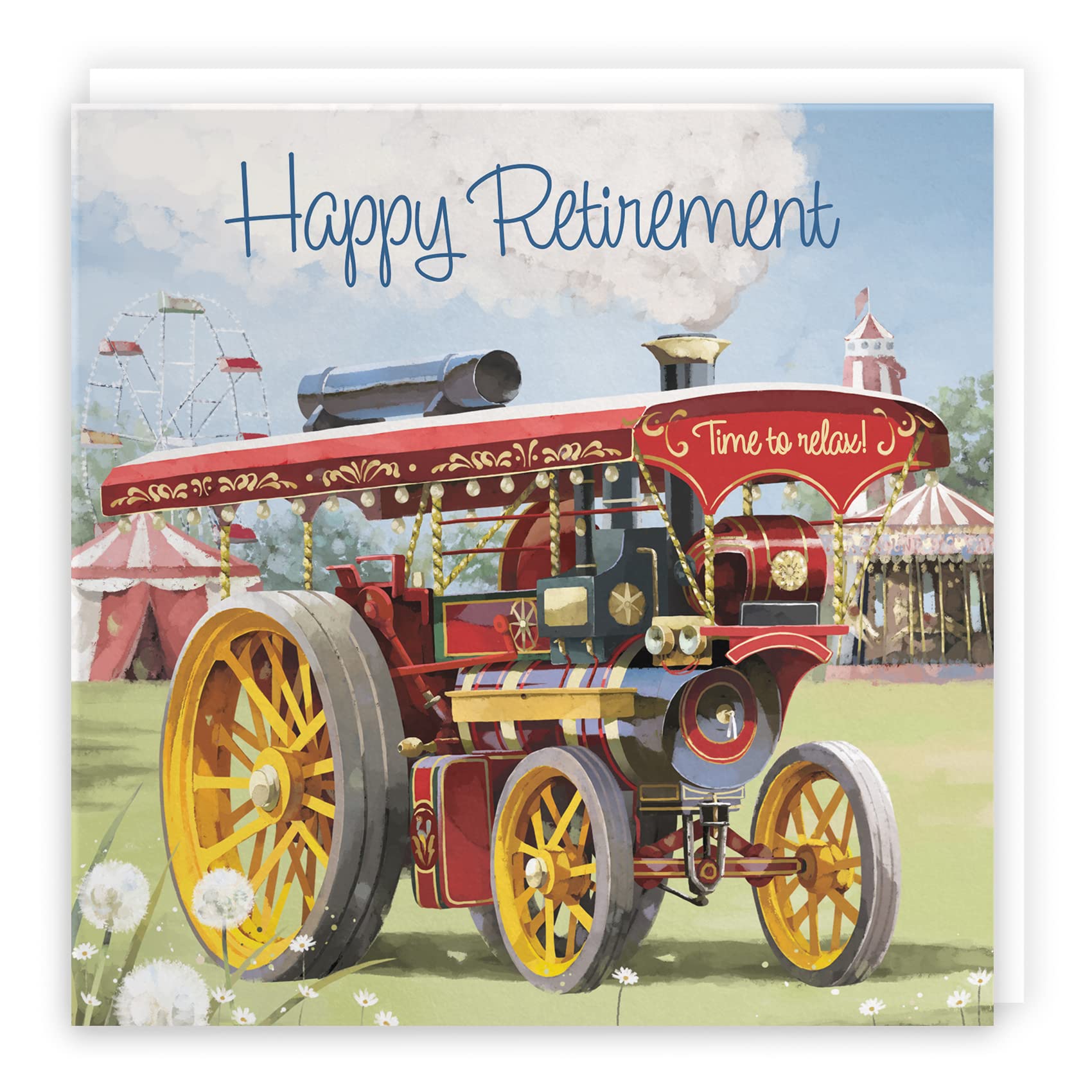 Hunts England - Traction Engine Retirement Card For Men - Steam Tractor - Milo's Gallery Collection - Congratulations Male Retirement Card - Happy Retirement Card For Colleagues, Friends, Him, etc.