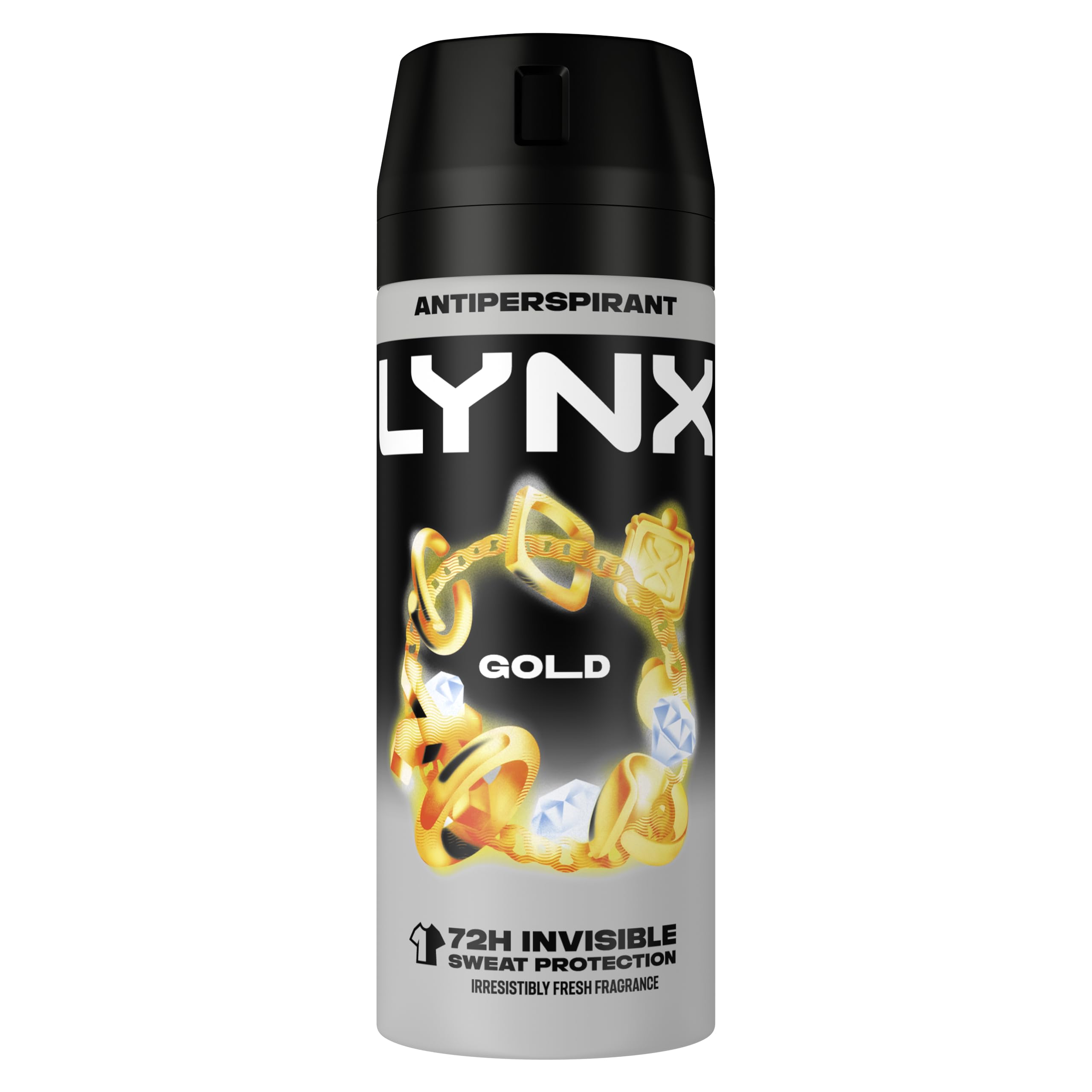 Lynx Gold Anti-Perspirant Aerosol Men's Deodorant Spray with ProScent technology and an oud wood & fresh vanilla scent for 72 hours protection against odour and wetness 6x 150 ml