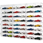 for 48 pcs Matchbox Wheels Car Display Case 1/64 Scale - 48 Toy Cars Hot-Wheel Storage, Acrylic Wall Mount Organizer, Stackable Clear Matchbox Cars Storage Shelf for Collectors