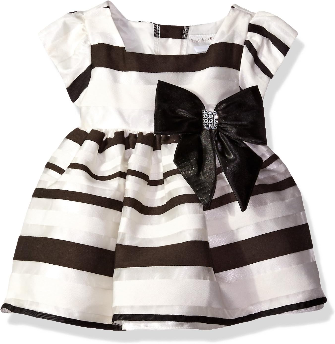 Sweet Heart Rose Baby Girls' Stripe Organza Dress with Bow Detail