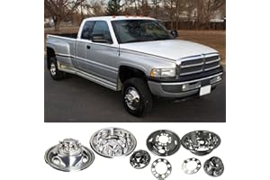 Puermto 16" Polished Stainless Steel Dually Wheel Simulators,4pcs 8 Lug 4 Hand Holes Hubcaps for 1974-2000 Chevy GMC 3500,1974-1998 Ford F350,2008-2021 Ford E350/E450 Van,1974-1999 Dodge Ram 3500