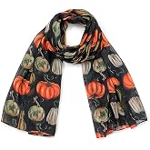 Jonglory Pumpkin Scarf for Women Soft Cozy Lightweight Wrap Shawls Halloween