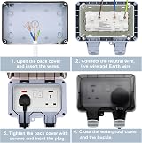 RICOKEY Double Outdoor Socket IP66 13A 2 Gang Weatherproof Wall Outlet view 6