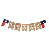 Mandala Crafts Burlap Texas Banner for Texas Themed Party Supplies - Jute Texas Lone Star State Flag TX Pennant for Garden Fence Fireplace Mantel Classroom