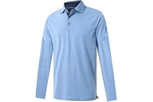 VEBOON Men's Polo Shirts Long and Short Sleeve Cotton Blend Heather Moisture Wicking Casual Collared Shirts