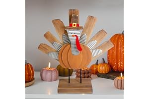 Zcaukya Thanksgiving Turkey Decoration, Wooden Indoor Standing Tabletop Turkey Decor for Home Office Bedroom Kitchen Thanksgiving Harvest Day Decorations