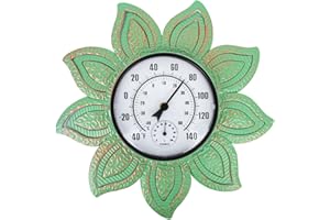 DREAMSKIP 13.5 Inch Outdoor Thermometer, Large Number Outdoor Thememometers for Patio, Easy to Read Waterproof Outdoor Thermometer with Humidity (Petals)