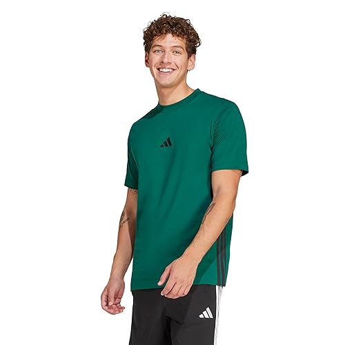 adidas Men's Essentials 3-Stripes Sportswear T-Shirt, Collegiate Green/Black, Large/Tall