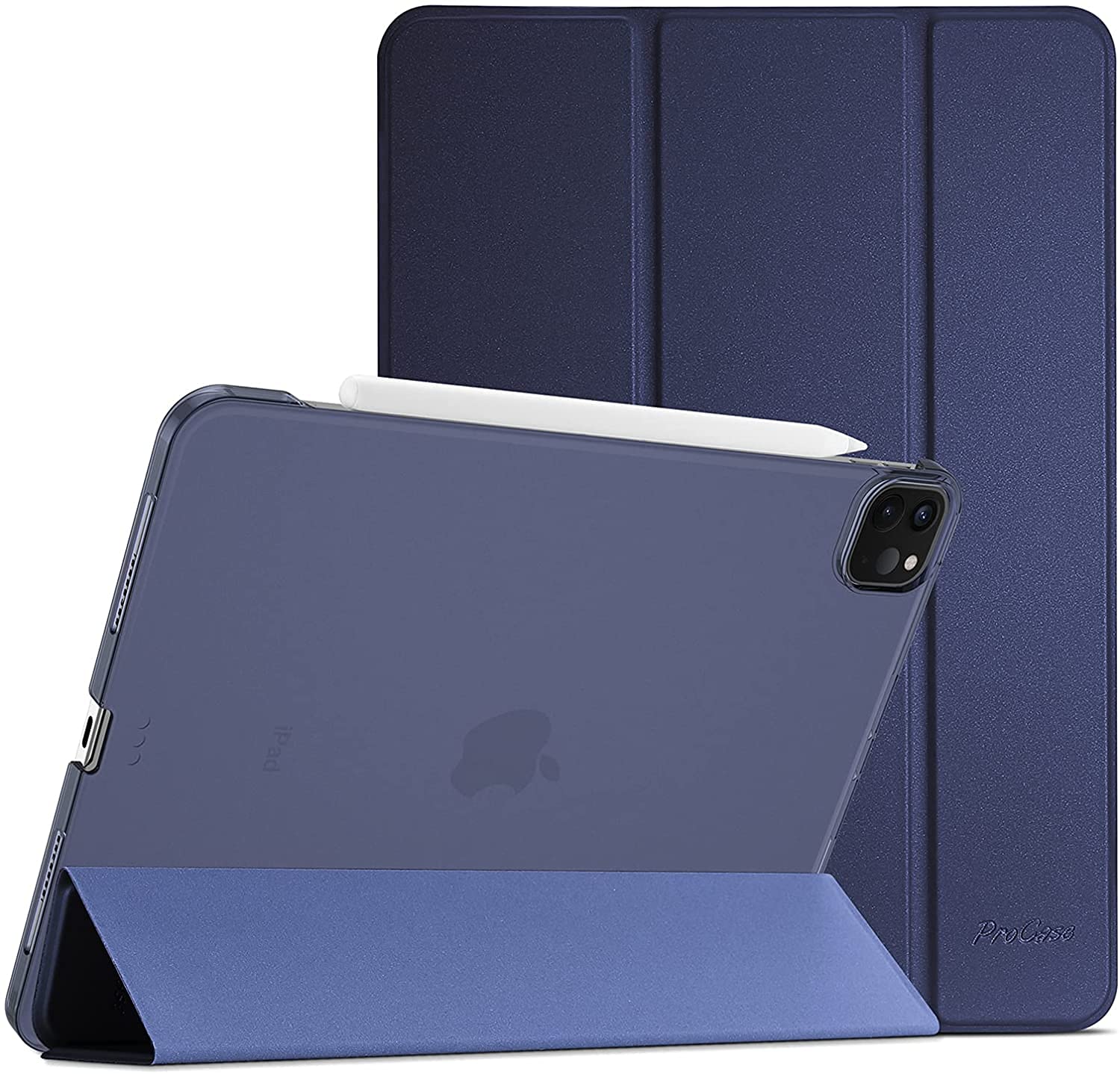 ProCase Case for iPad Pro 11 Inch 2022/2021/2020 (4/3/2 Generation), Triple Fold Folding Protective Case, Ultra Thin Lightweight Stand Shell Smart Case Cover - Navy