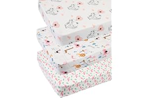 Tontukatu Changing Pad Cover Set 3 Pack Jersey Knit Ultra Soft for Baby Boys Girls Flamingo Elephant & Lion