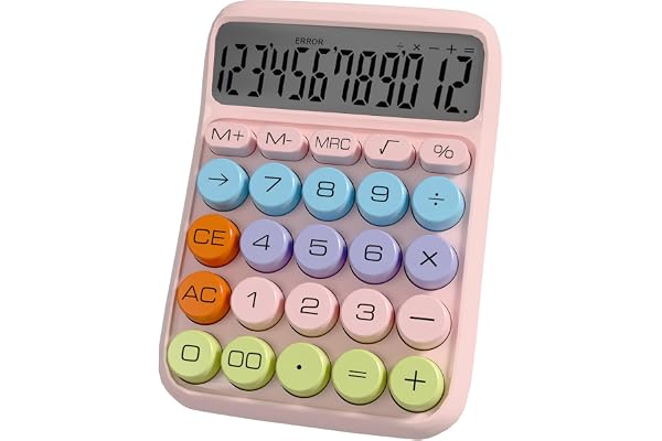 Zeno Purple Calculator – Cute Desk Calculator with Big Buttons, 12-Digit, for School, Office & Pink Desk Accessories