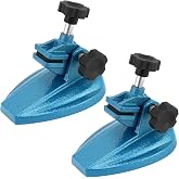 QWORK Micrometer Stand with Double Non-Slip Clamping Pad, 2 Pack Painted Cast Iron Base Micrometer Stand for Micrometers Up to 4"