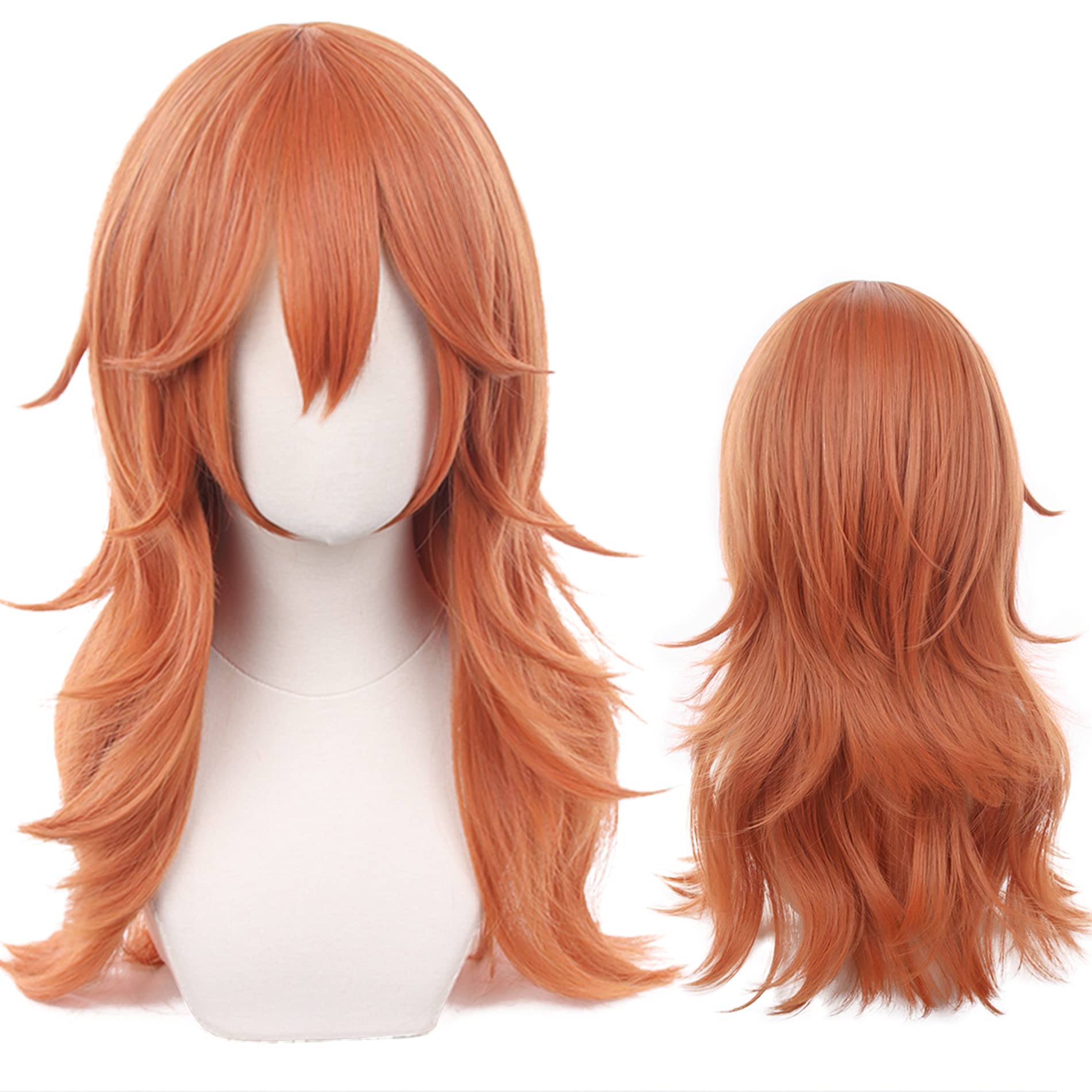 Orange Long with Bangs Heat Resistant Synthetic Hair for Adult Women Halloween Anime Costume Party Replacement Wigs — image 1