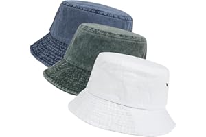 kozinu Washed Cotton Bucket Hats Packable Summer Outdoor Cap Travel Beach Sun Hat Plain Colors for Men Women