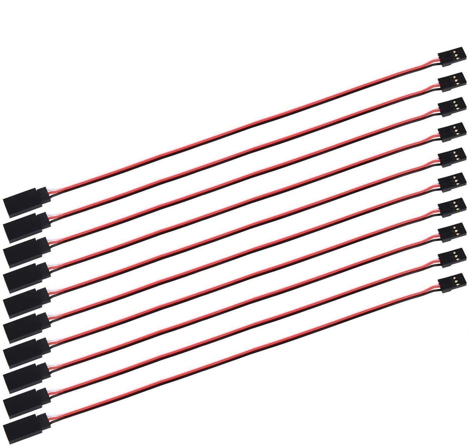POFET 10pcs Servo Extension Cable Lead Wire 50cm 3 Pin Cord JR Male Head and Futaba Female Head for RC Plane