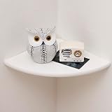 Gieanoo White Corner Shelf Oak Wood 7inch Wall Mount Floating Shelf