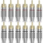 lkelyonewy RCA Plug Connectors Coaxial Cable Audio Adapter Gold Plug Male No Solder Connector Solderless Video Cable kit TV CCTV(12-Pack)