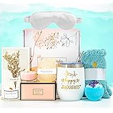 Birthday Gifts for Women Gif Ideas Best Friend-Relaxing Spa Gift Box Basket for Her, Mom, Female Friends,Get Well Soon Self Care Gift for Wome,Unique Gifts for Women Who Have Everything (White)