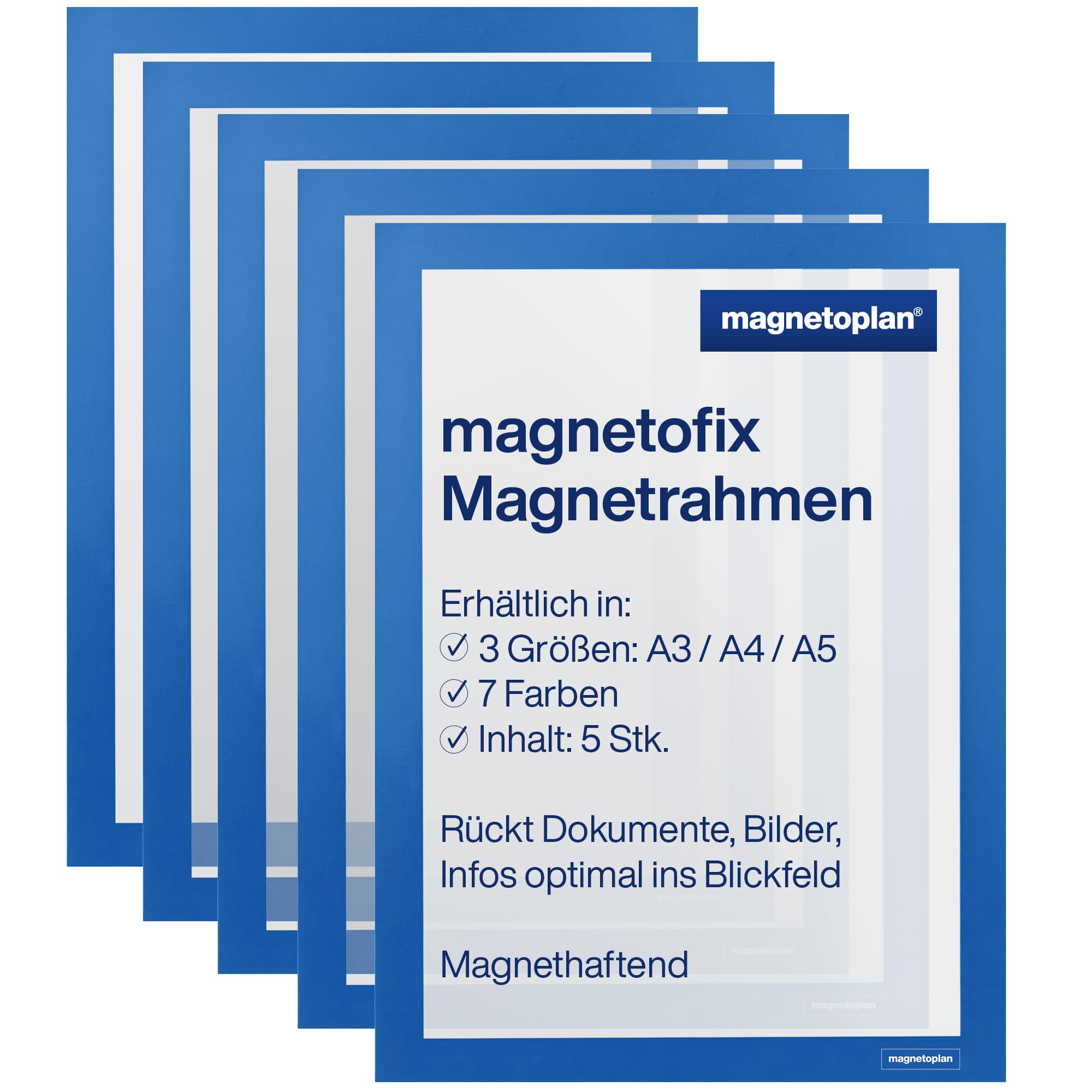 magnetoplan 1130403 Magnetofix Magnetic Frame A3 Pack of 5), Blue