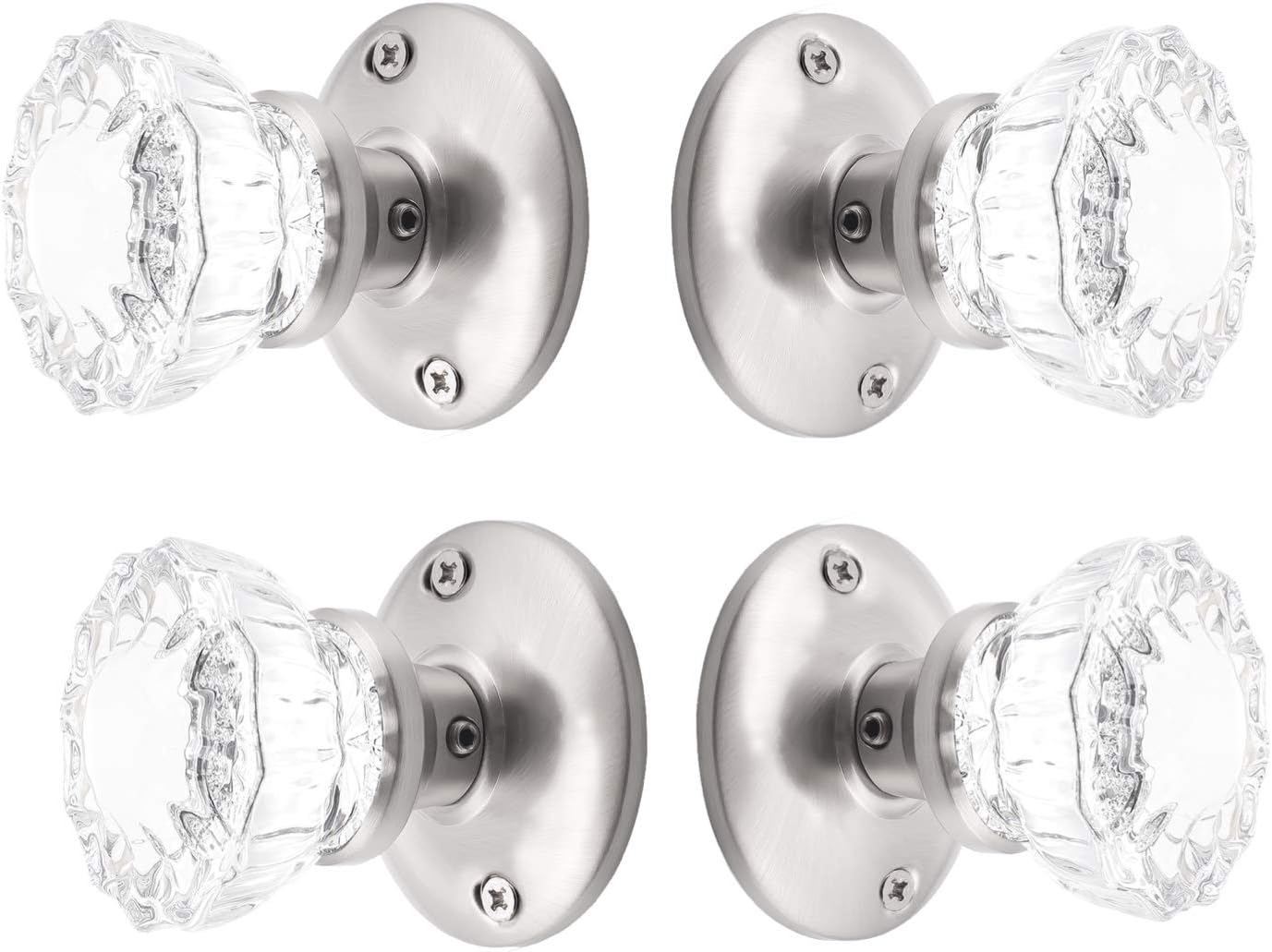 Rousso’s Reproductions Two Crystal Glass French Door Knob Sets with