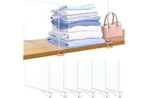 Acrylic Closet Shelf Dividers, Heavy Duty Organizer for Clothes, Handbags, Sweaters & Towels - Transparent Storage Solution f