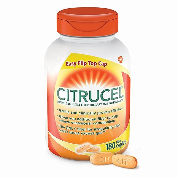 CITRUCEL FIBER THERAPY CAPLETS FOR IRREGULARITY, EASY TO SWALLOW METHYLCELLULOSE , 180 COUNT