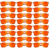 Geopty 12/24 Pack Wholesale Colorful Mirror Reflective Sunglasses Bulk, Neon 80s 90s Sunglasses Party Favors Unisex