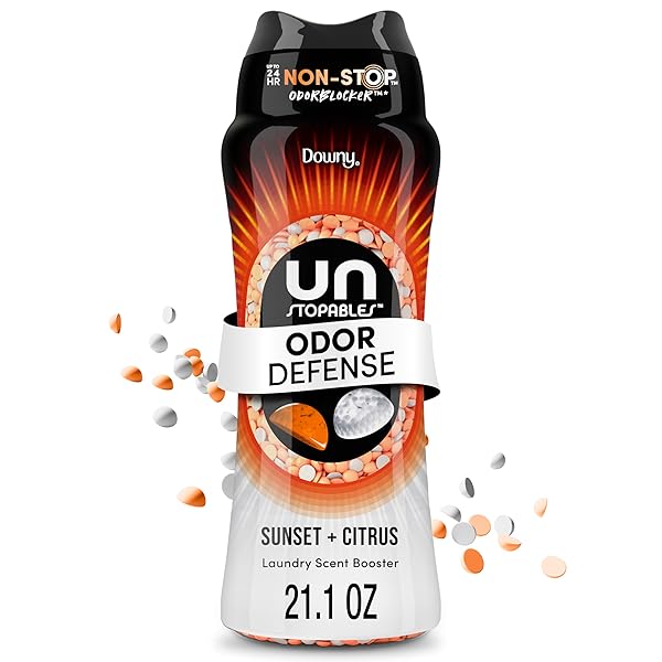 DOWNY UNSTOPABLES FUSIONS SCENT DUOS LAUNDRY SCENT BOOSTER BEADS, SUNSET AND CITRUS SCENT, 21.1 OZ, 24HR NON-STOP FRESHNESS WITH 2 IN 1 DUAL SCENT LAUNDRY SCENT BEADS