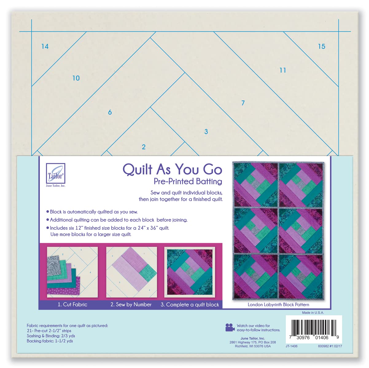 June Tailor London Lab-Quilt As You Go Btng, Acrylic, Multicolour