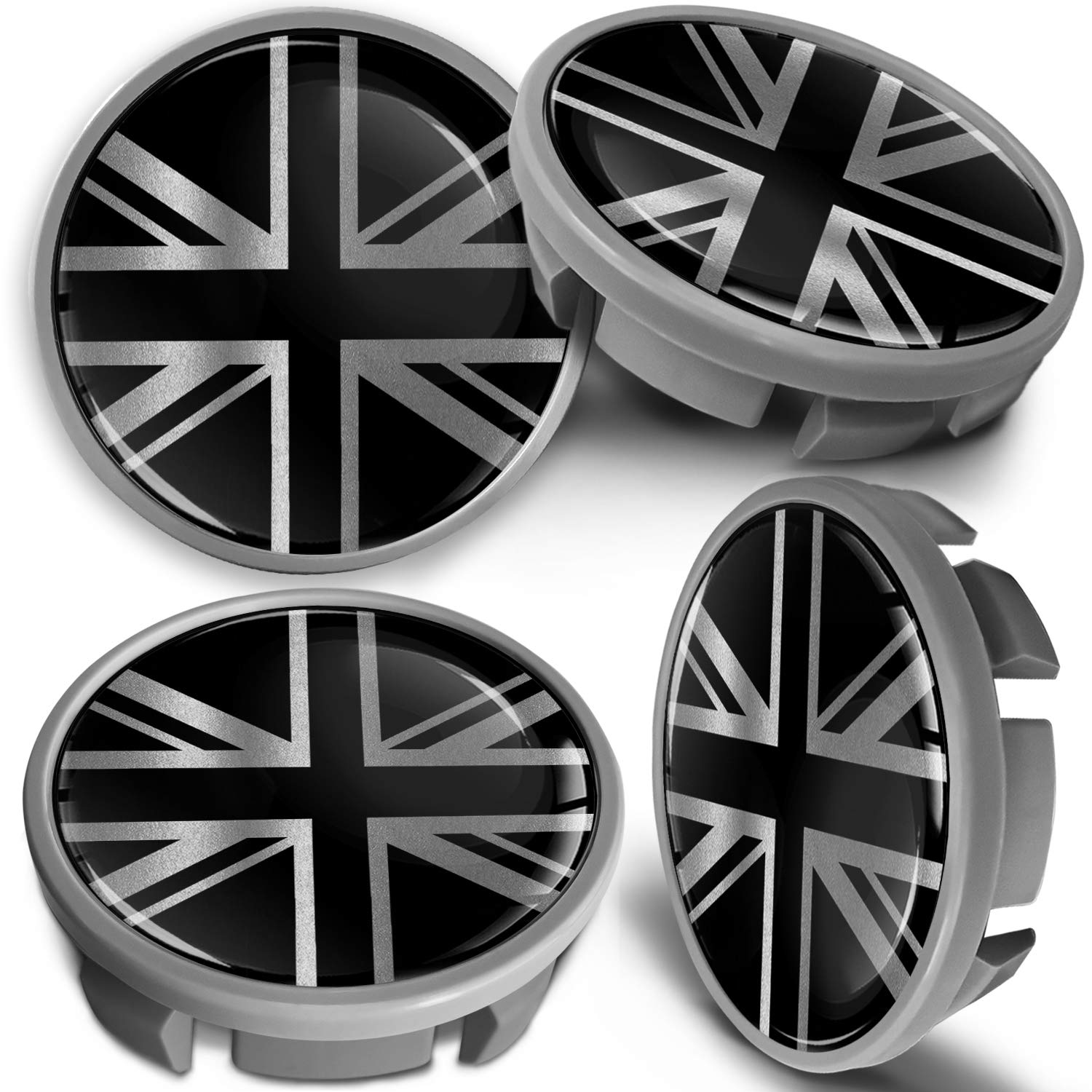 SkinoEu 4 x 65mm Wheel Centre Alloy Hub Center Caps Compatible with VW 3B7 601 171 / 6U7 601 171 Silver Hubcaps CVS 1