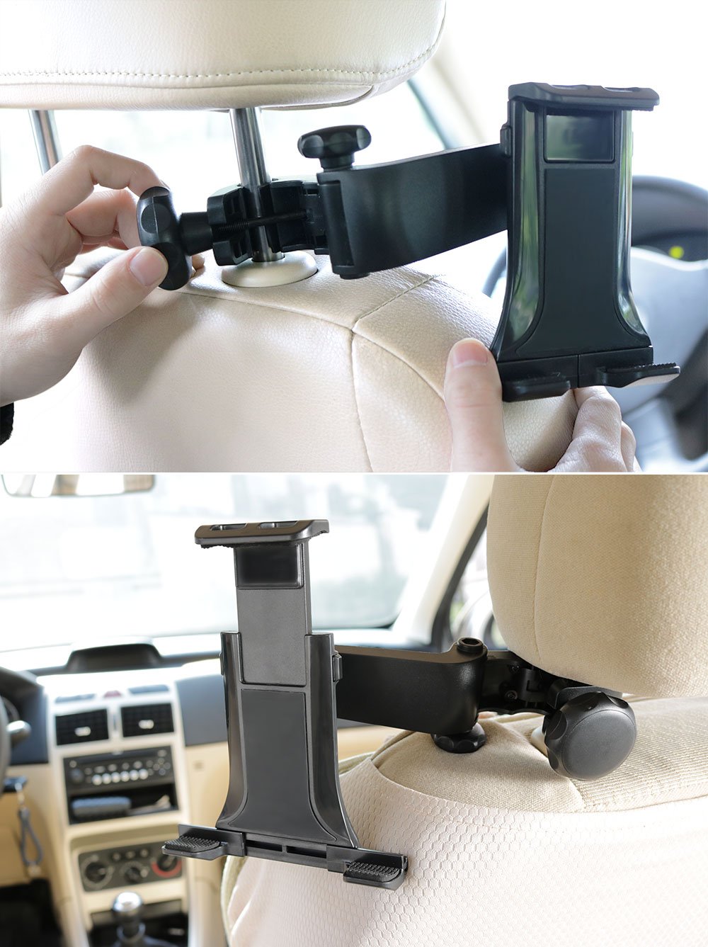 Car Headrest Mount, Adjustable iPad Stand Tablet Mount Holder Compatible with iPad Pro Air/Samsung Galaxy Tab 4/3/Nintendo Switch ,Fire HD 8 10 and all 4.7-11 inch Phone Devices