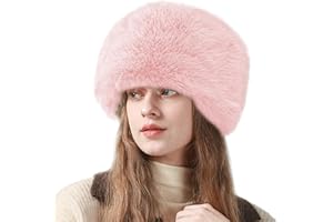 KAZZHA Russian Hats for Women Ladies Ushanka Fluffy Fur Hat Winter Fuzzy Ski Snow Hat Cossack Furry Cap Warm Bucket Hat