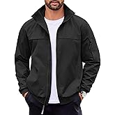 COOFANDY Mens Lightweight Bomber Jackets Stand Collar Windbreaker Softshell Jacket Zip Up Coat for Fall Outdoor