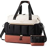 LOVEVOOK Travel Duffel Bag, Weekender Bags for Women, Large Overnight Bags with Shoe Compartment, 47L Carry on Gym Hospital Bag with Wet Pocket, 2 Pcs