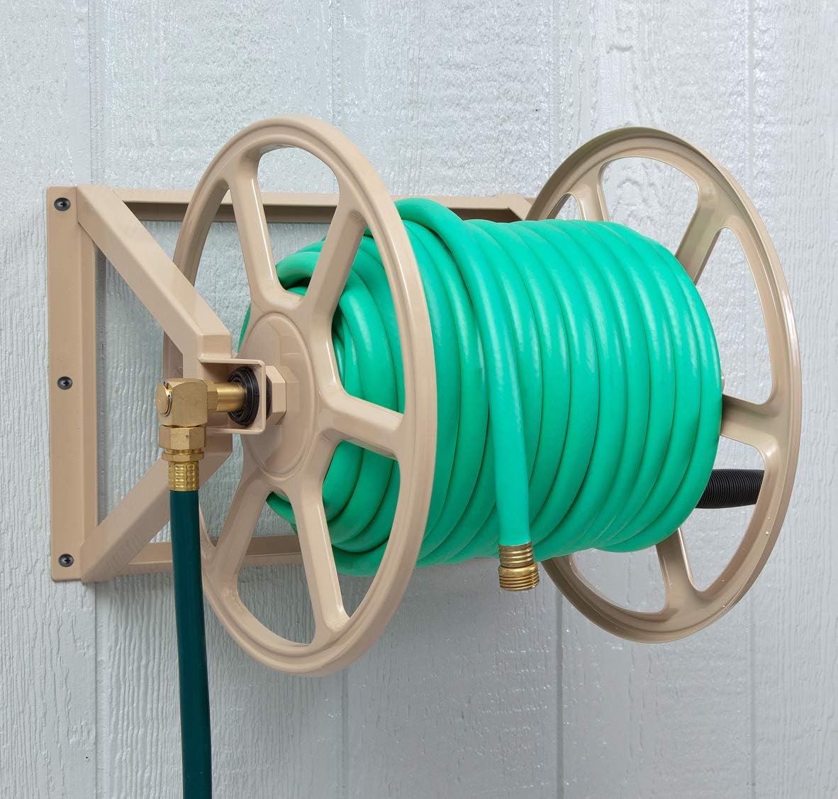 Liberty Garden 709 Steel Wall/Floor Mounted Hose Reel, Holds 200-Feet of 5/8-Inch Hose - Tan : Garden & Outdoor