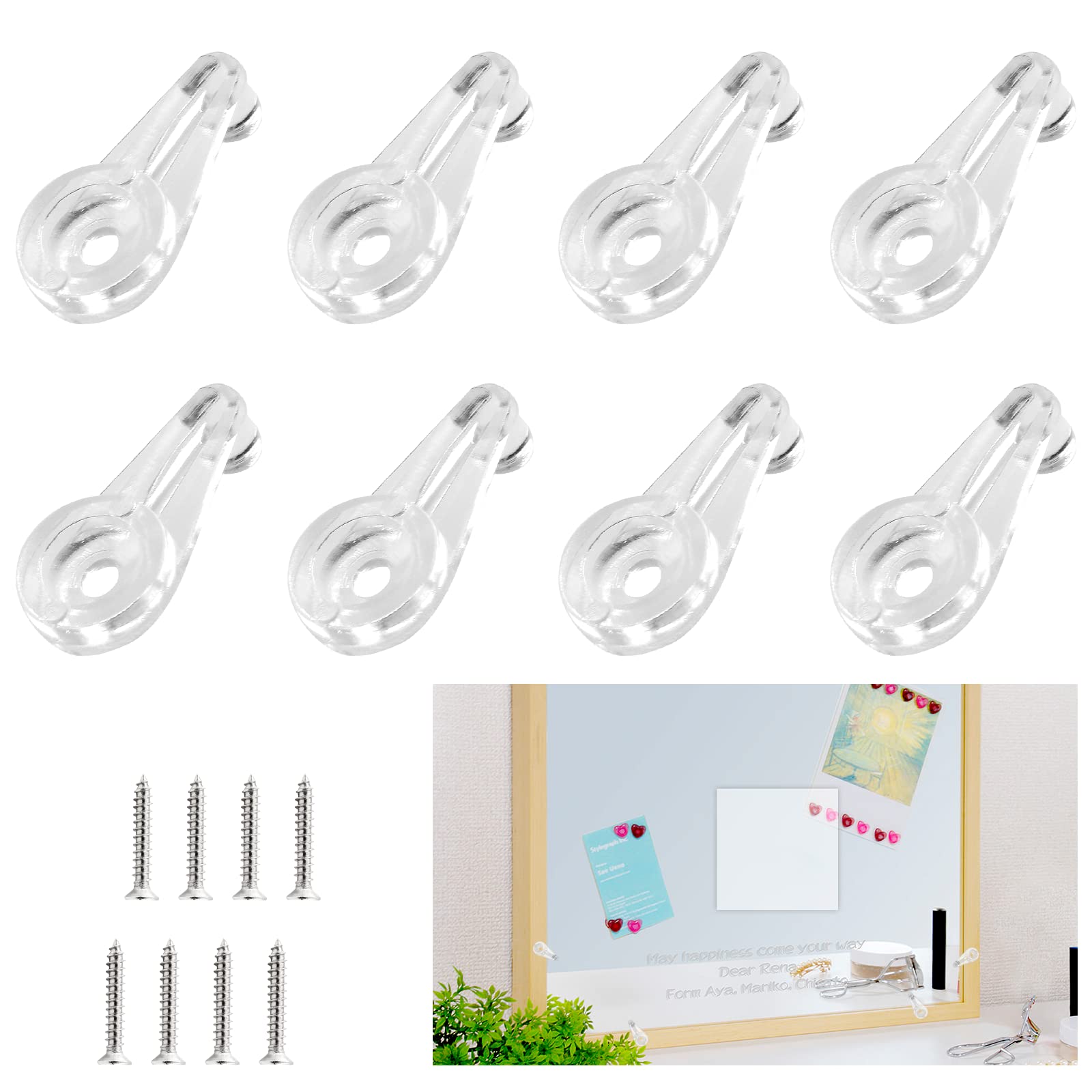 Photo 1 of Qjaiune 120 Pack Glass Window Retainer Clips - Clear Door Holder Cabinet Panel Bracket Screen Fixing Kit - Mirror Hanging Hardware for Vanity and Window Screen