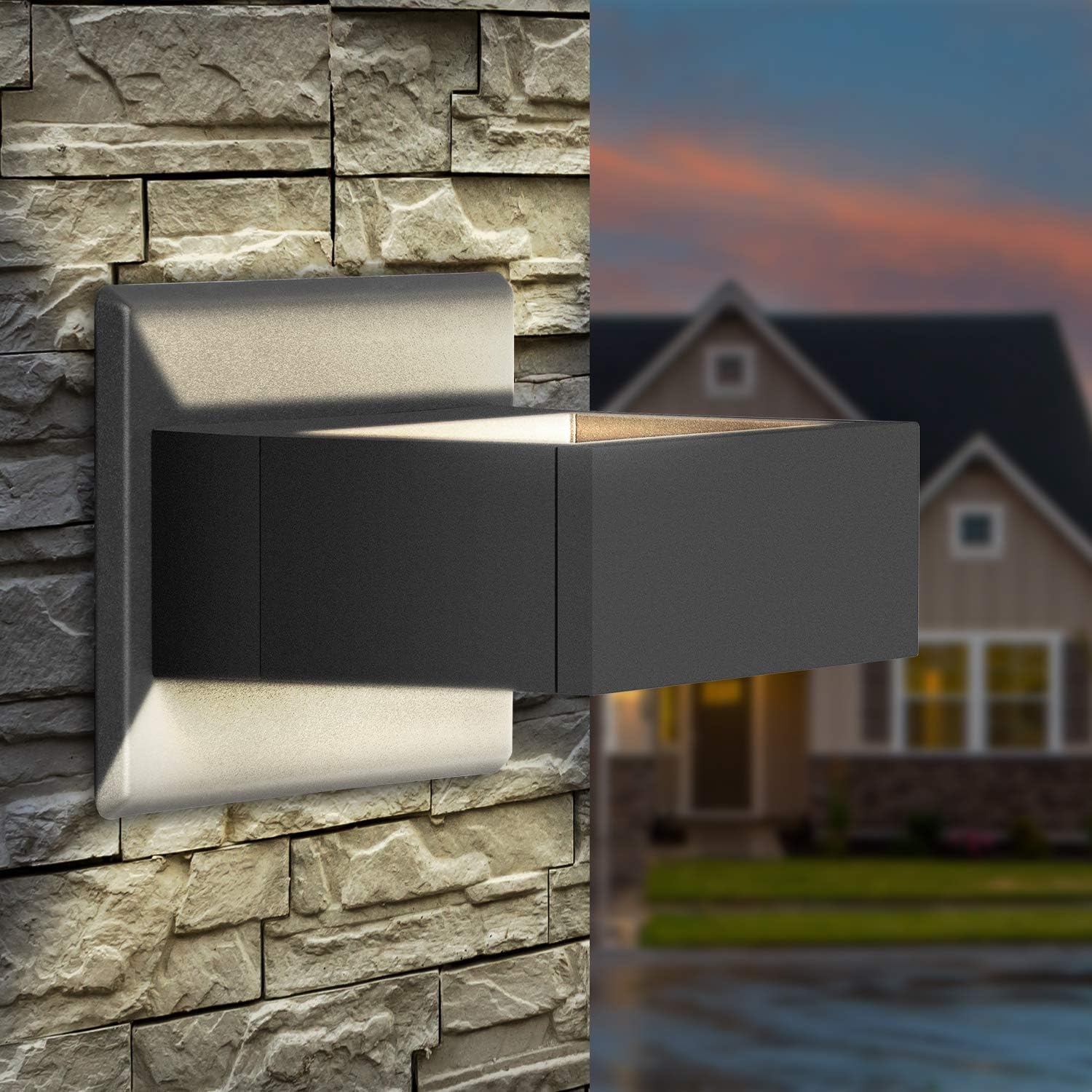 Inowel Outdoor Wall Sconce Exterior IP54 Waterproof Wall Fixture LED Wall Light Mount Lamp Lantern Anti-Rust Matte Grey Finish Aluminum Light Body for Porch Entryway Doorway Corridor 7.5W 240Lm 3000K - - 
