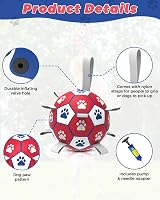 HETOO Dog Soccer Ball 6 inch Interactive Toy Red White Durable PU Buoyant view 6