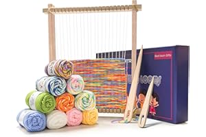 LYKTRIX Weaving Loom for Kids Age 6-12,Small Wooden Weaving Loom Kit,Suitable for Beginners and Children, 9 * 11 inch Knitting Loom Kit Includes Instructions and Enough Yarn 28×24cm