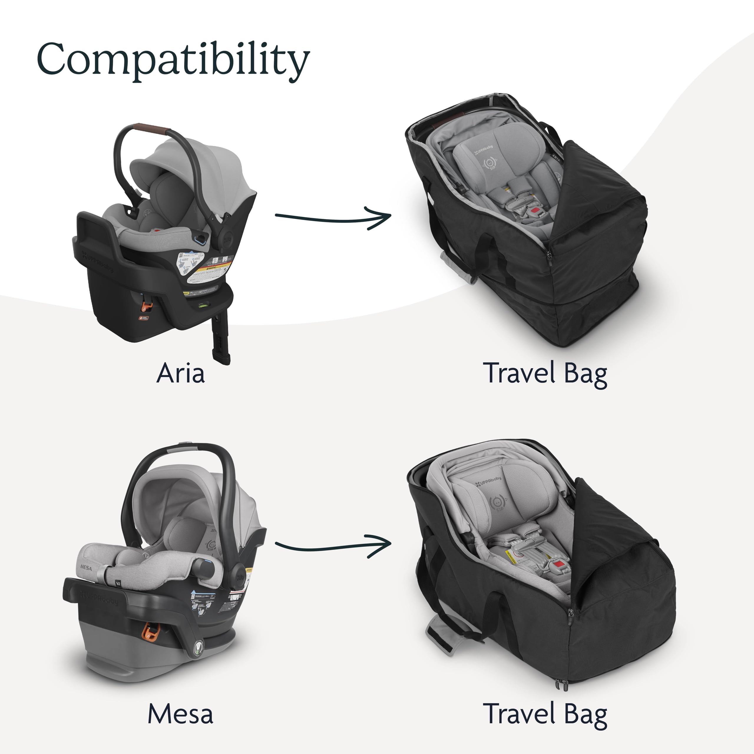 UPPAbaby Travel Bag for Aria and Mesa Infant Car Seats/Easy-Carry Handles + Durable Design/TravelSafe