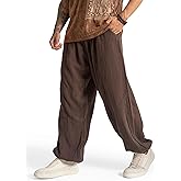 The Veshti Company Men’s Cotton Pants – Lightweight Boho Harem Drawstring Trousers – Soft Travel Yoga Pants