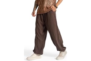 The Veshti Company Men’s Cotton Pants – Lightweight Boho Harem Drawstring Trousers – Soft Travel Yoga Pants