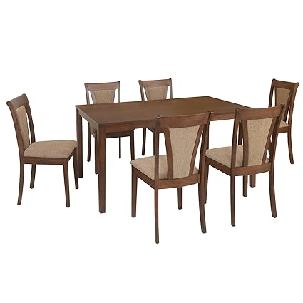 @home by Nilkamal Jewel FIDSJEWELKIT6STWLT 6 Seater Dining Table Set (Walnut)