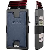 RUNBOX Slim Card Holder Wallet for Men, Minimalist RFID Blocking Wallet with Pop-Up Function, Ultra-Thin Design, Metal Business Card Cases holds 6+6 Cards, Gifts for Men, Men's Accessories