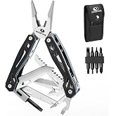 MOSSY OAK 21-in-1 Multitool, Stainless Steel Pliers with Pocket Knife | Self-Locking Multi tool, Screwdriver Sleeve &amp; Sheath for Camping, Survival, Hiking, EDC &amp; Simple Repair, Gifts for Men, Black
