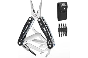 MOSSY OAK Multitool, 21-in-1 Stainless Steel Pocket Knife with G10 Handle, Screwdriver Sleeve, Self-Locking Pliers with Sheat
