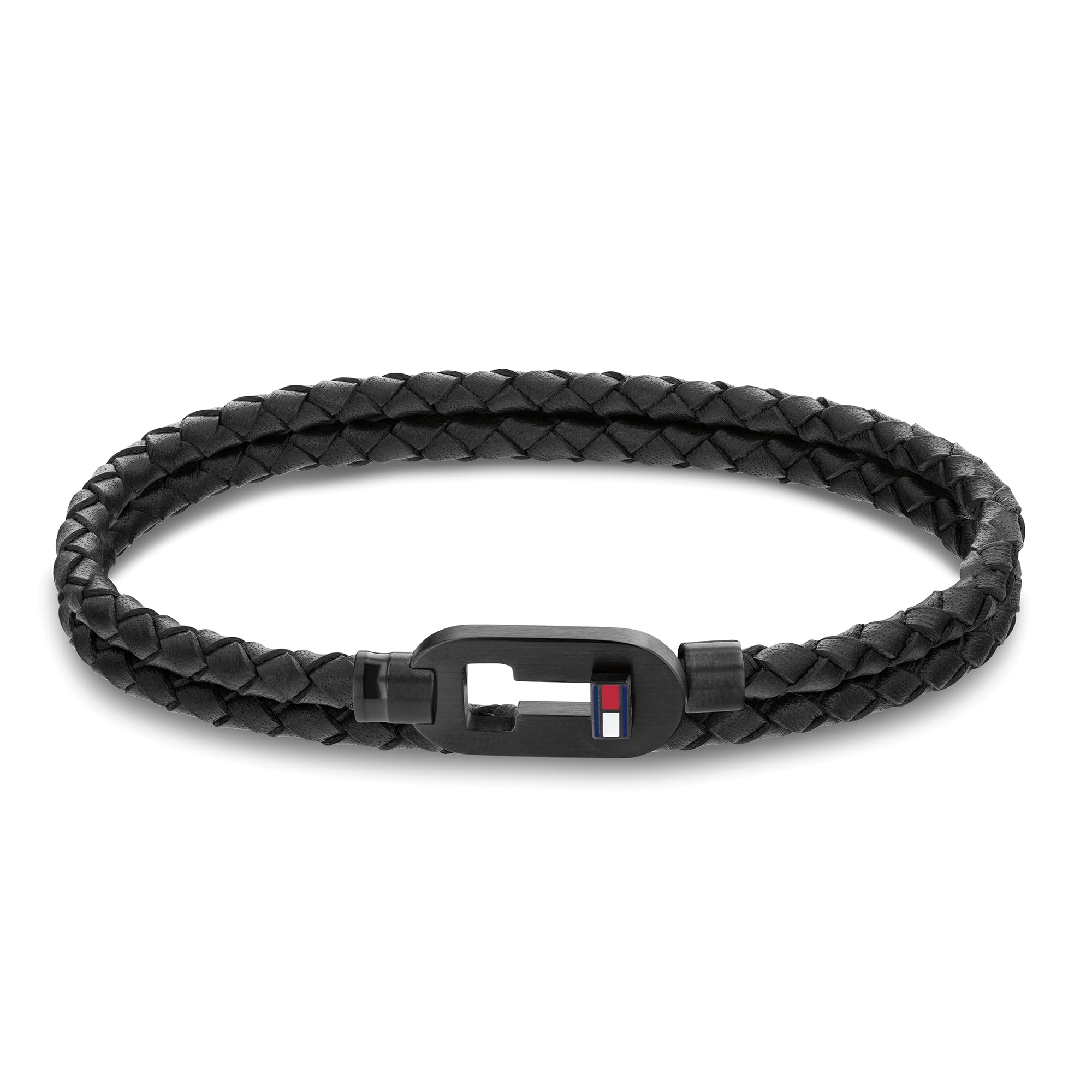 Tommy Hilfiger Jewelry Men's Braided Leather Bracelet Black - 2790386
