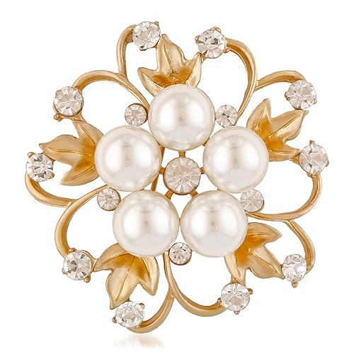 VK Jewels Brooches for Women (Golden) (vkbc1027g)