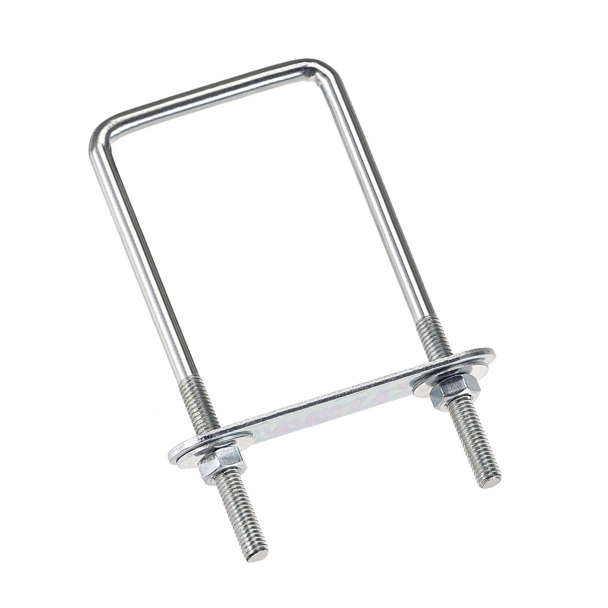 sourcing map Square U-Bolts 2"(50mm) Inner Width 150mm Length Carbon Steel M6 with Nuts, Plate, Washers